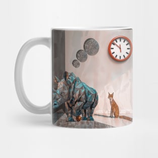 Animals geometry and minimalism: Rhinoceros and fox Mug